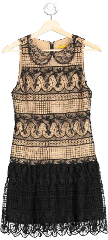 Alice + Olivia Black Lace Mini Dress UK S