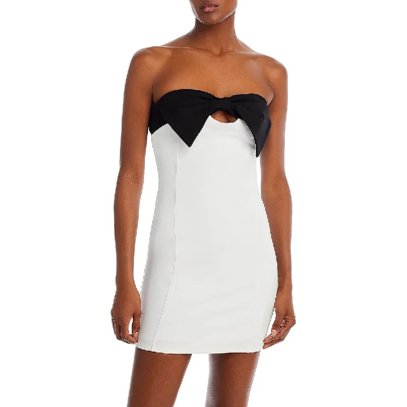 Fore Womens Front Bow Strapless Mini Dress