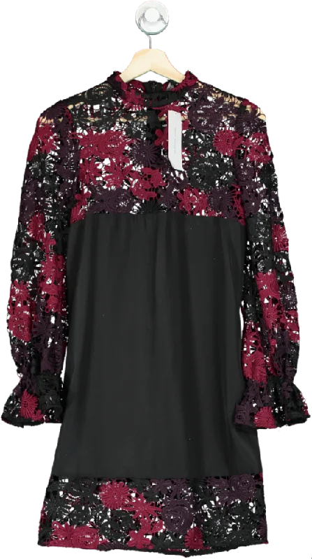 French Connection Black/Red Lace Mini Dress UK 6