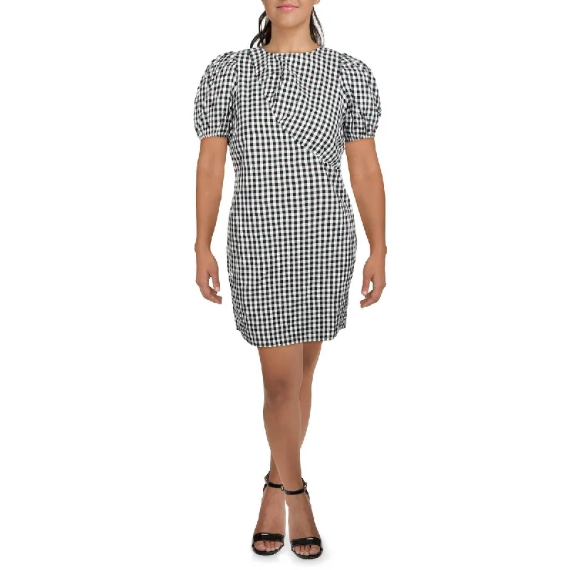 Mango Womens Check Print Short Sleeve Mini Dress