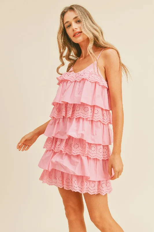 Pink Tiered Layer Mini Dress