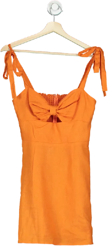 Reformation Orange Linen Mini Dress UK 4