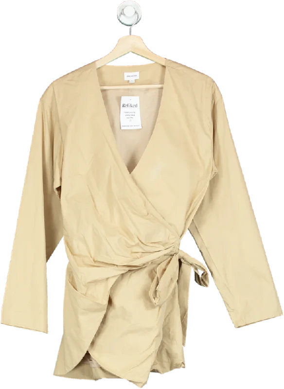 Song of Style Beige Wrap Mini Dress UK S