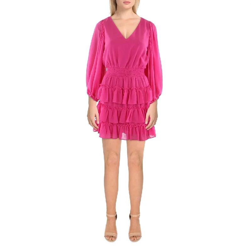 Vince Camuto Womens Tiered Balloon Sleeve Mini Dress