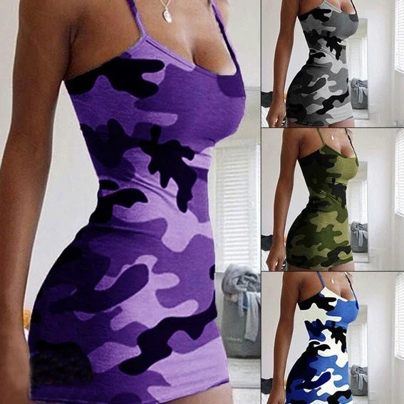 Women's Sexy Sleeveless Camouflage Mini Dress