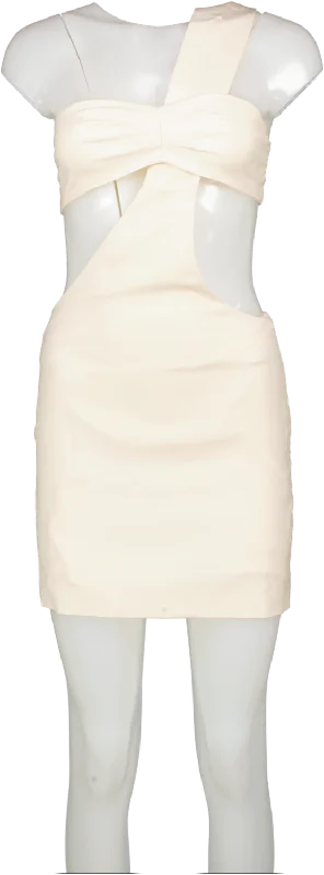 Zeynap Arcay Cream Bustier Wool Mini Dress UK S