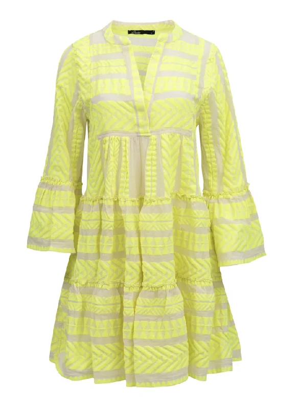 DEVOTION TWINS ELLA MIDI DRESS - NEON LIME/OFF WHITE