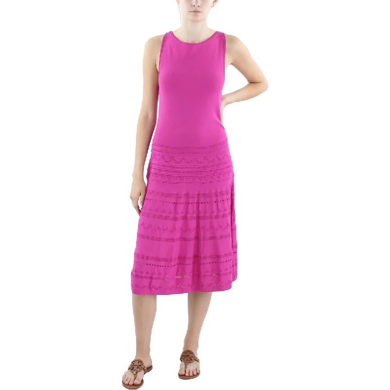 Lauren Ralph Lauren Womens Eyelet Sleeveless Midi Dress