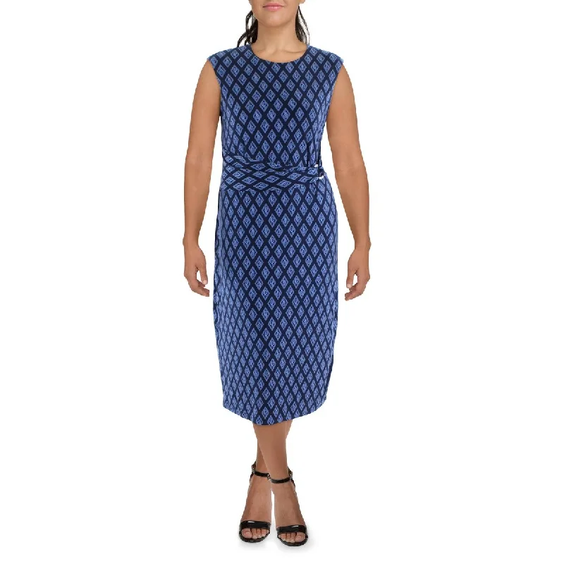 Lauren Ralph Lauren Womens Jersey Logo Print Midi Dress