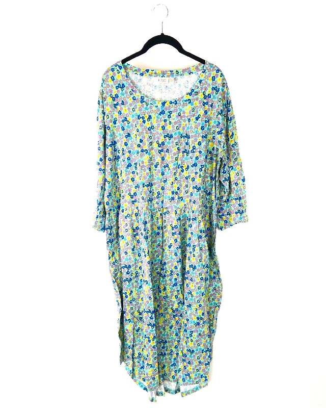 3/4 Sleeve Floral Midi Dress - Size 6/8