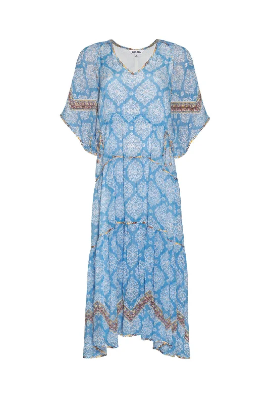 LOOBIES STORY ANACAPRI MIDI DRESS - BLUE BELL MULTI