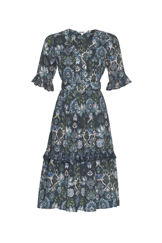 LOOBIES STORY LUCCA MIDI DRESS - INDIGO MULTI