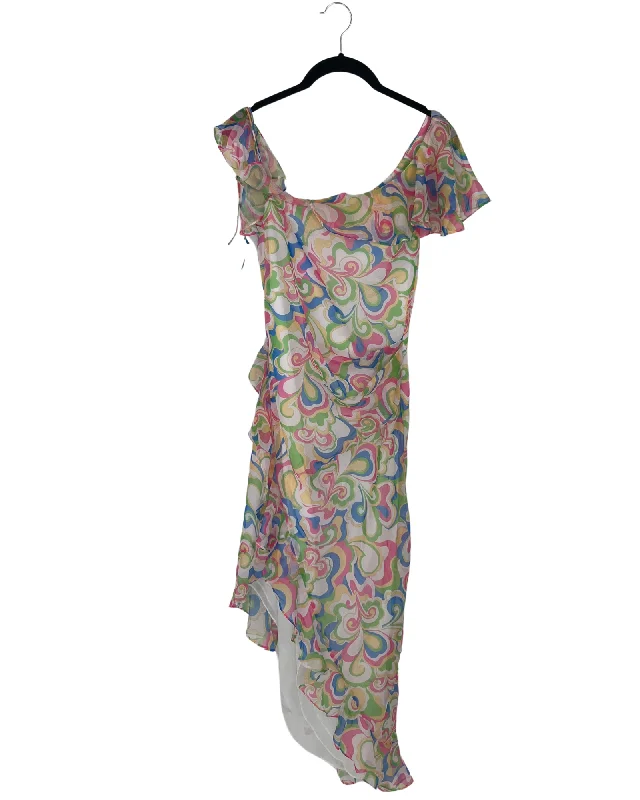 Multi Colored Floral Midi Dress - Small