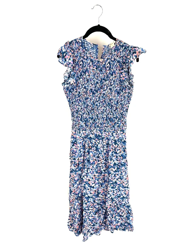 Blue Floral Midi Dress - Size 4