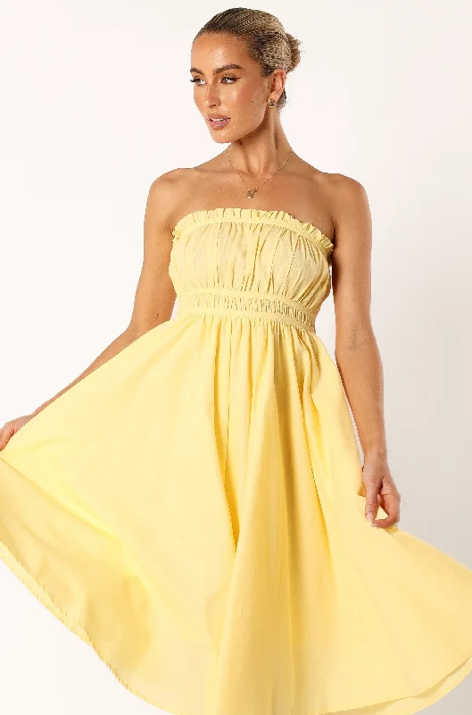 Theo Strapless Midi Dress - Sunshine