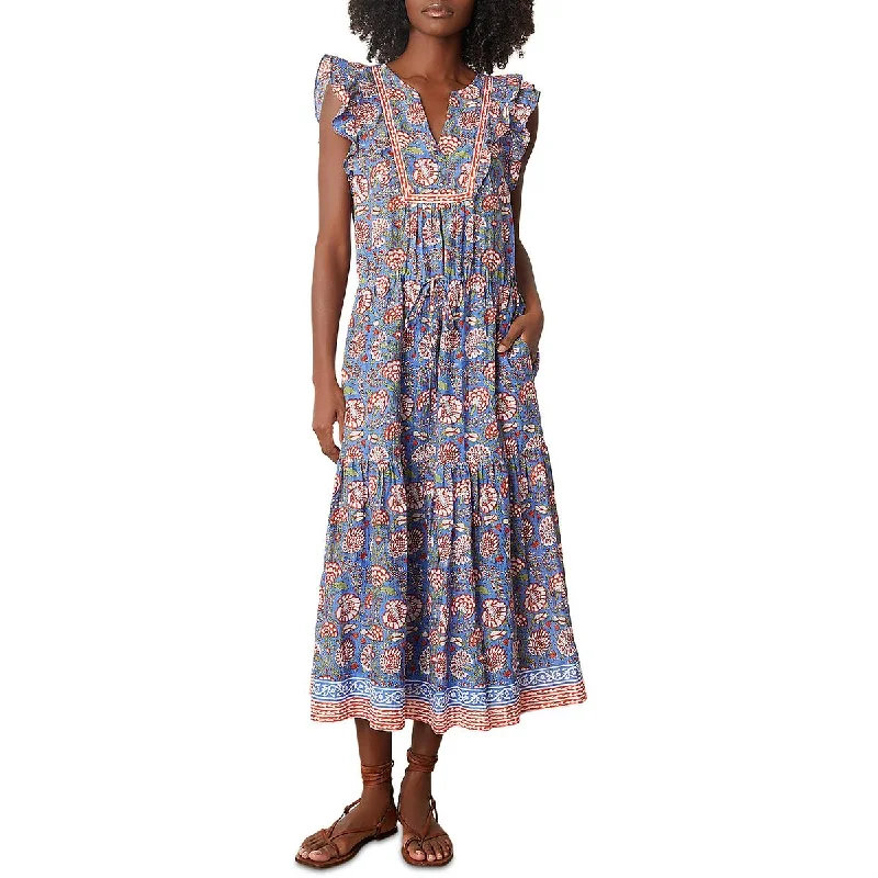 Velvet Womens Cotton Floral Midi Dress