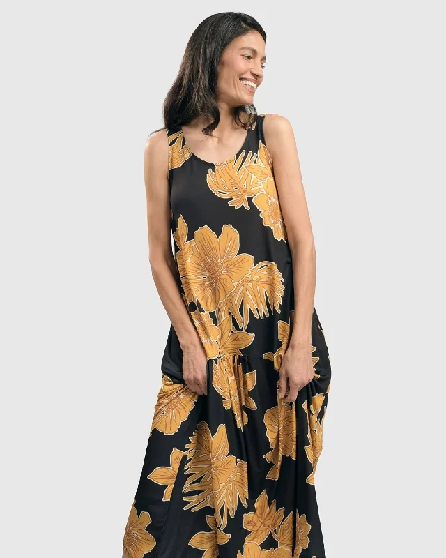 Aloha Sleeveless Maxi Dress, Gold