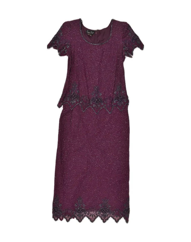 LAURENCE KOZAR Womens Evening Maxi Dress UK 16 Large Burgundy Polyester