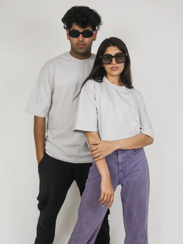 Ash Gray Oversized 100% Cotton Solid Unisex T-Shirt