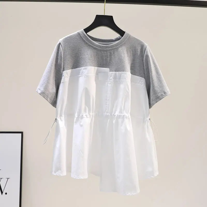 Asymmetrical Color Block T-shirt Trendy and Stylish