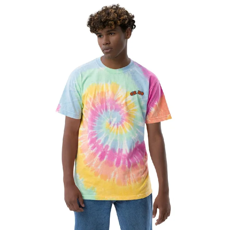 Broken Skateboard Embroidered Rainbow Oversized tie-dye t-shirt