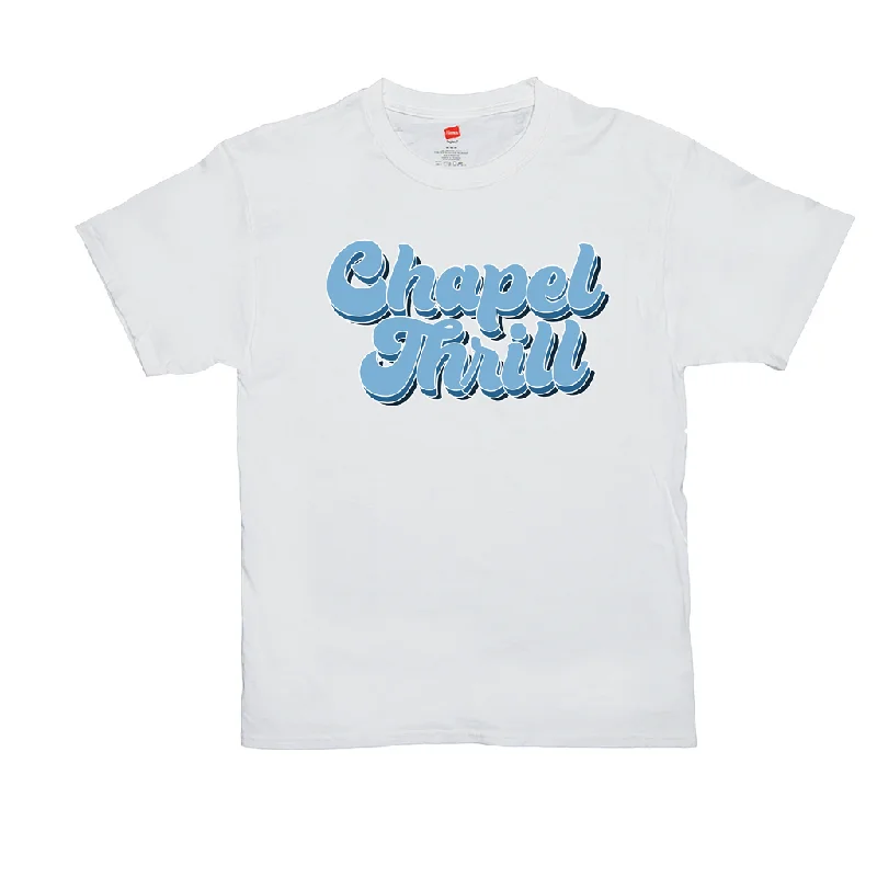 Carolina Blue and White Chapel Thrill Vintage Groovy Adult T-Shirt