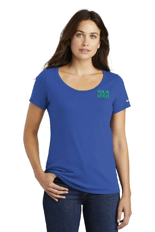 Nike Ladies Core Cotton Scoop Neck Customized Tees, Rush Blue