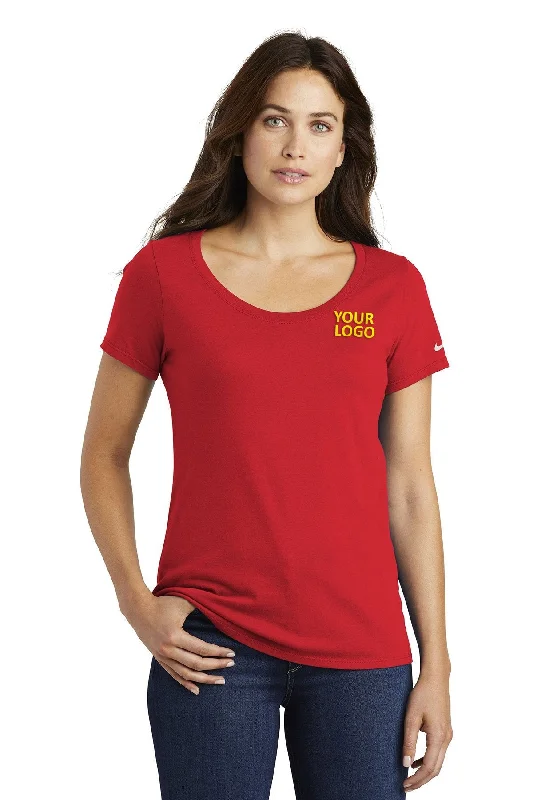 Nike Ladies Core Cotton Scoop Neck Customized Tees, University Red