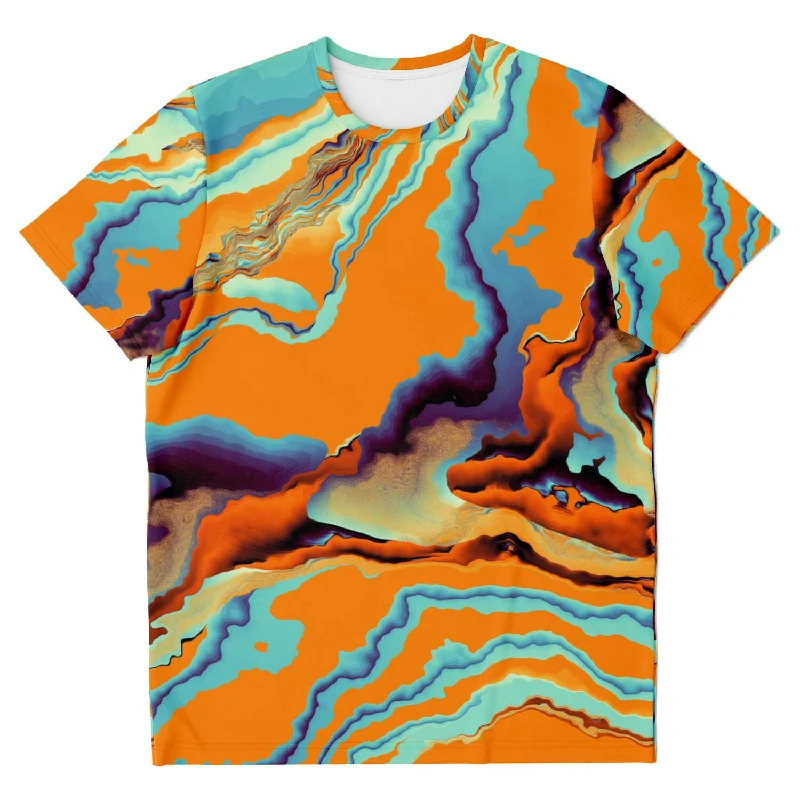 Orange Marble Pattern Abstract Art Psychedelic Mosaic Paint Unisex T-shirt