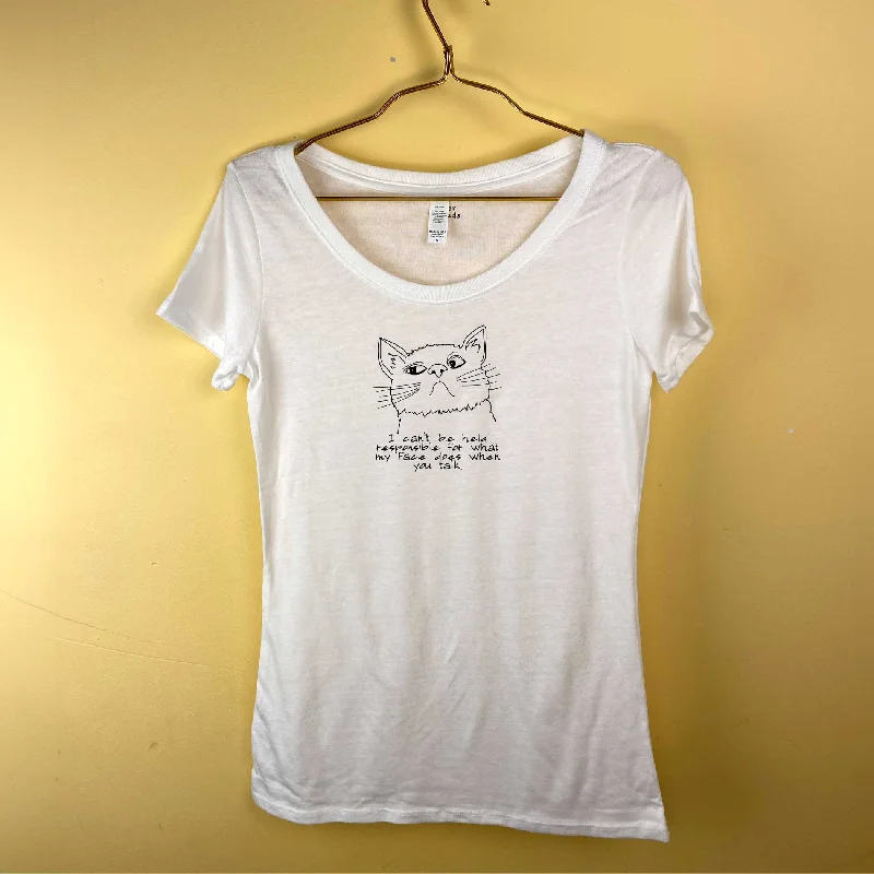 Side-Eyed Cat Look Funny Women's Tri-blend Scoop Neck T-Shirt