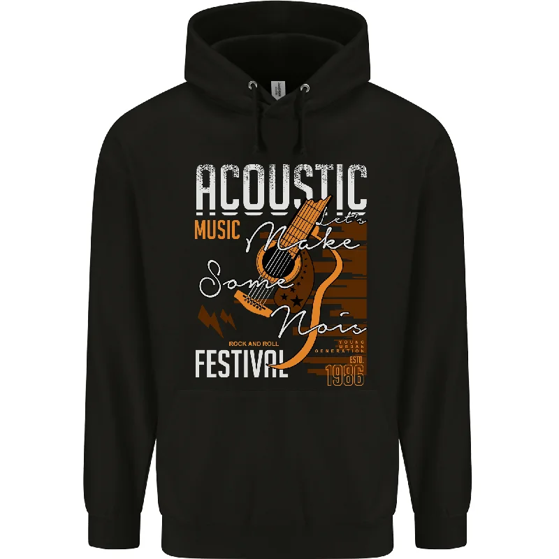 Acoustic Music Country & Western Guitar Mens 80% Cotton Hoodie