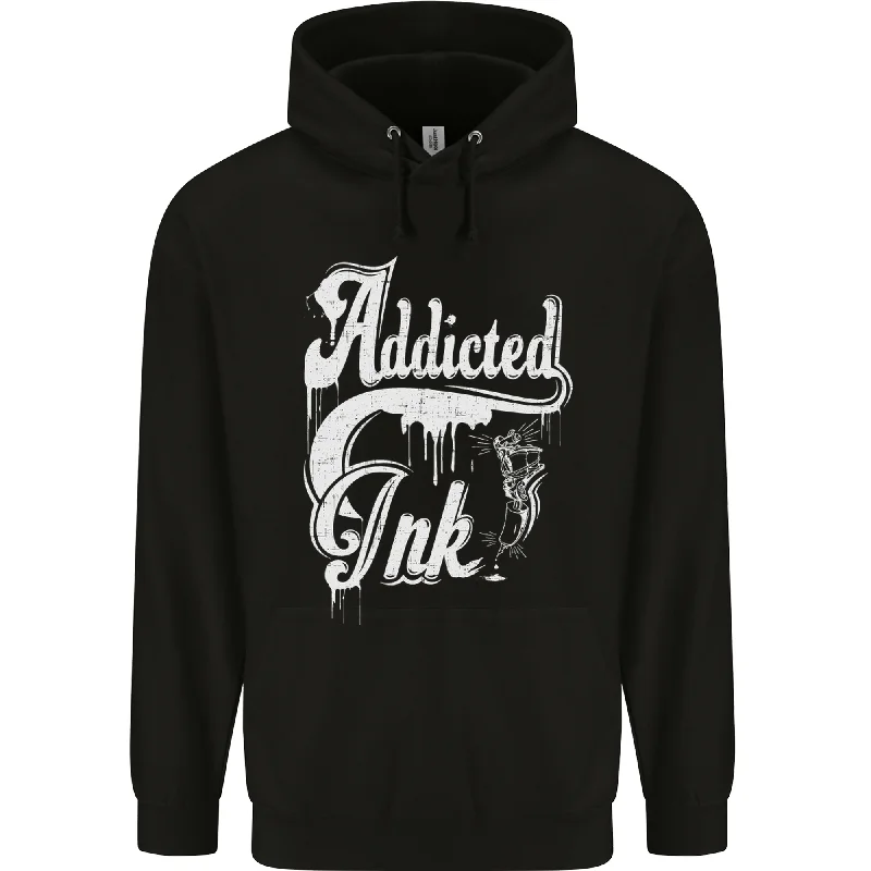 Addicted Ink Tattoo Tattooist Biker Art Mens 80% Cotton Hoodie