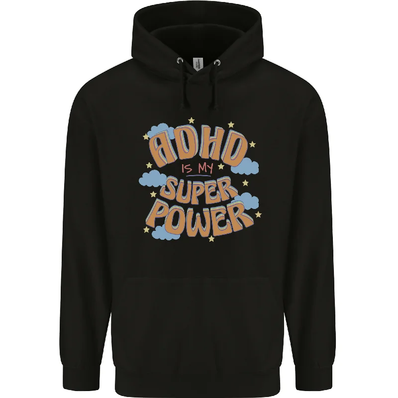 ADHD is My Superpower Mens 80% Cotton Hoodie