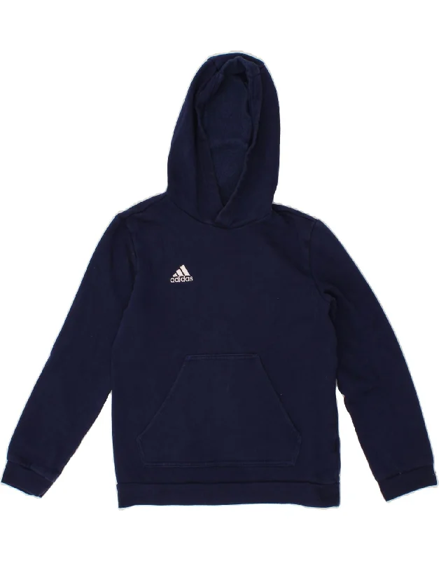 ADIDAS Boys Hoodie Jumper 11-12 Years Navy Blue