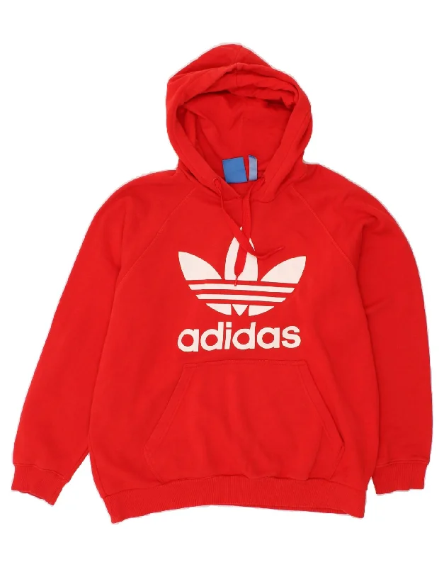 ADIDAS Mens Graphic Hoodie Jumper Large Red Cotton