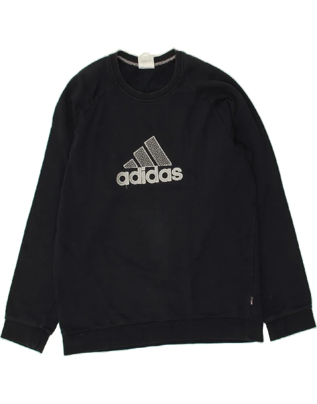 ADIDAS Mens Graphic Sweatshirt Jumper Large Navy Blue Cotton