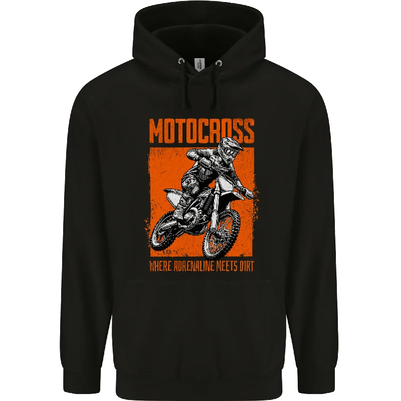 Adrenaline Dirt Motocross MotoX Dirt Bike Mens 80% Cotton Hoodie