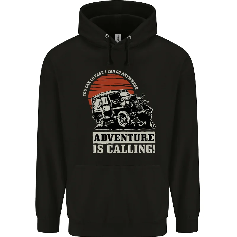 Adventure Is Calling 4X4 Off Roading Road Mens 80% Cotton Hoodie