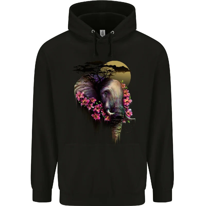 African Elephant Ecology Mens 80% Cotton Hoodie