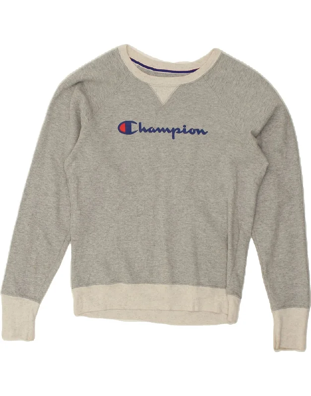 CHAMPION Womens Graphic Sweatshirt Jumper UK 10 Small Grey