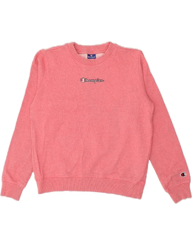 CHAMPION Womens Graphic Sweatshirt Jumper UK 16 Large Pink Cotton