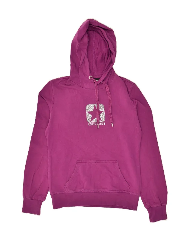 CONVERSE Girls Graphic Hoodie Jumper 15-16 Years Medium Purple Cotton