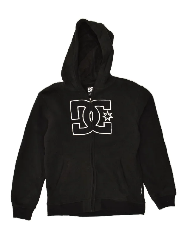 DC Boys Graphic Zip Hoodie Sweater 13-14 Years Black Polyester