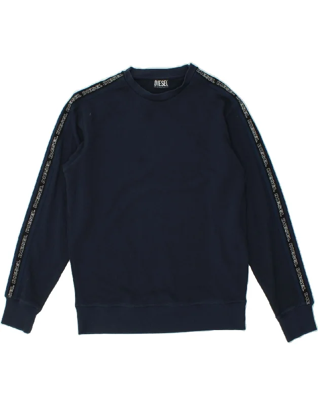 DIESEL Mens Graphic Sweatshirt Jumper Medium Navy Blue Cotton