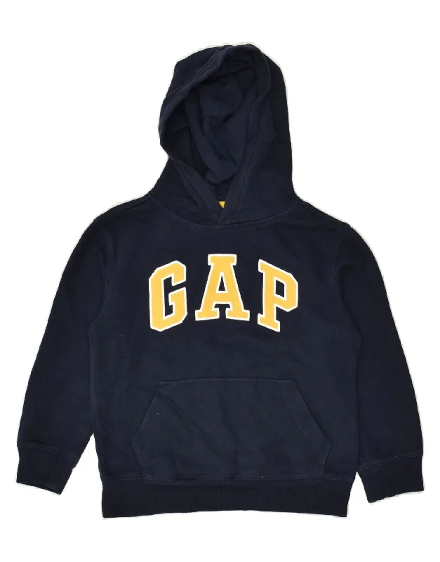 GAP Boys Graphic Hoodie Jumper 6-7 Years Small Navy Blue Cotton