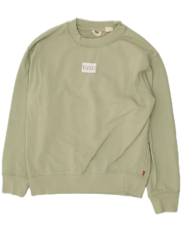 LEVI'S Womens Oversized Sweatshirt Jumper UK 6 XS Green Cotton