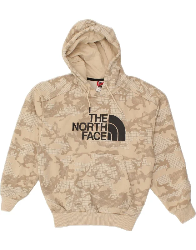 THE NORTH FACE Womens Graphic Hoodie Jumper UK 10 Small Beige Camouflage