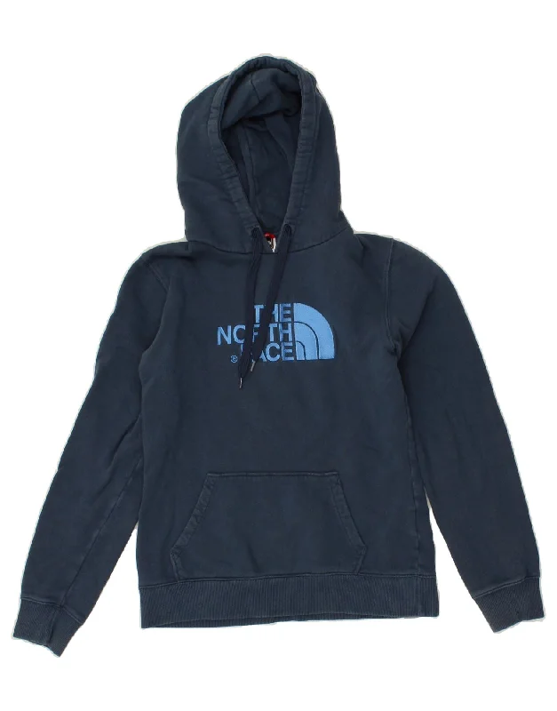 THE NORTH FACE Womens Graphic Hoodie Jumper UK 10 Small Navy Blue Cotton