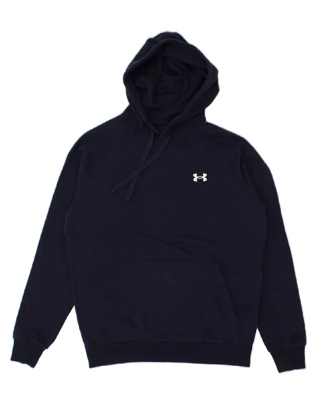 UNDER ARMOUR Mens Cold Gear Hoodie Jumper Small Navy Blue Cotton