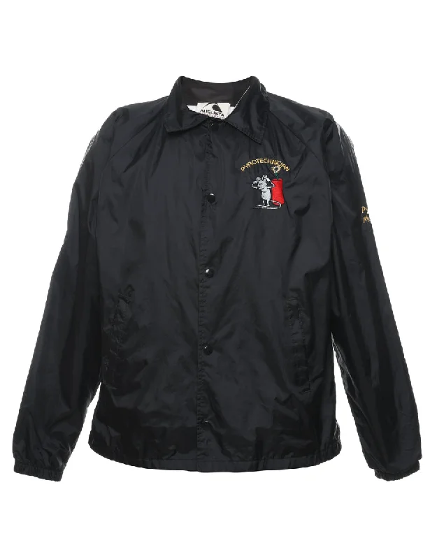 Black Embroidered Nylon Jacket - M